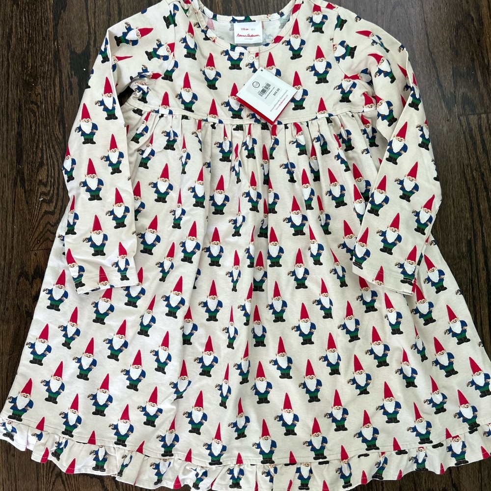 Hanna Andersson flannel nightgown dress 5 gnomes